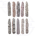 Mehndi Print Blocks Stylish Border Pattern Wooden Stamps (Set of 10) Htag2156