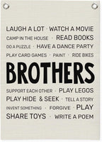 Boys Room Decor,Brothers Make The Best Friends Toddler Room Banner,Playroom Linen Canvas Wall Hanging Flag Decor for Nursery,Playroom,Bedroom,Living Room 18x25 Inch