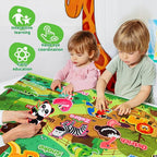 Taika 43x28 inch Zoo Animals Felt Story Board Set, 41Pcs Jungle Animals Toys, Thicker Flannel Board, Preschool Learning Toy, Interactive Storytelling Teaching Play Activity Kits