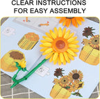 Sunflower Building Blocks Set for Adults, Van Gogh Art Botanical Collection, Sunflower Pot Kits Compatible with Lego Flowers, Gifts for Mother's Day Christmas Birthday (1009PCS)