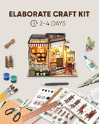 DIY Miniature House Kit, DIY Dollhouse Kit for Adults to Build, Mini House Kit with LED, Mayberry Street Miniatures, Ideal Gifts for Birthday, Valentine Christmas (Bakery Shop)