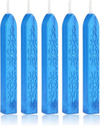 Yoption 5 Pcs Totem Fire Manuscript Sealing Sticks with Wicks Multi-Color Cord Wick Sealing Wax for Postage Letter Retro Vintage Wax Seal Stamp (Royal Blue)
