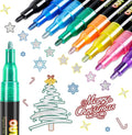 FUMILE 8 Colors Double Line Outline Markers,Glitter Marker for Kid Teens,Self Outline Metallic Markers for Art Supplies,Metallic Glitter Pen Set for Teen Girl.