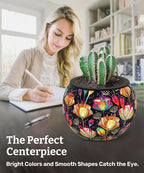 PieceRelax 3D Puzzle Planter 80 Pieces - Flower Pot - Colorful Poppies, Home Decor Flower Pots for Indoor Cactus, Succulents Pots [K1118]