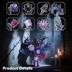 Flowers Bouquet Building Set Roses Purple Compatible with Lego Botanical Collection Gothic for Women Adults Girls 14+ Home Office Decor