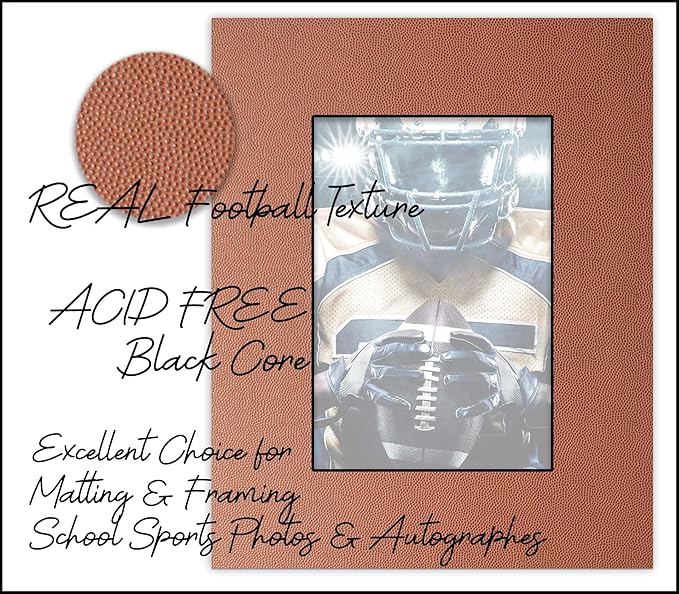 8.5x11 Mat Bevel Cut for 7x9 Photos - Acid Free Football Texture Precut Matboard - For Pictures, Photos, Framing - 4-ply Thickness