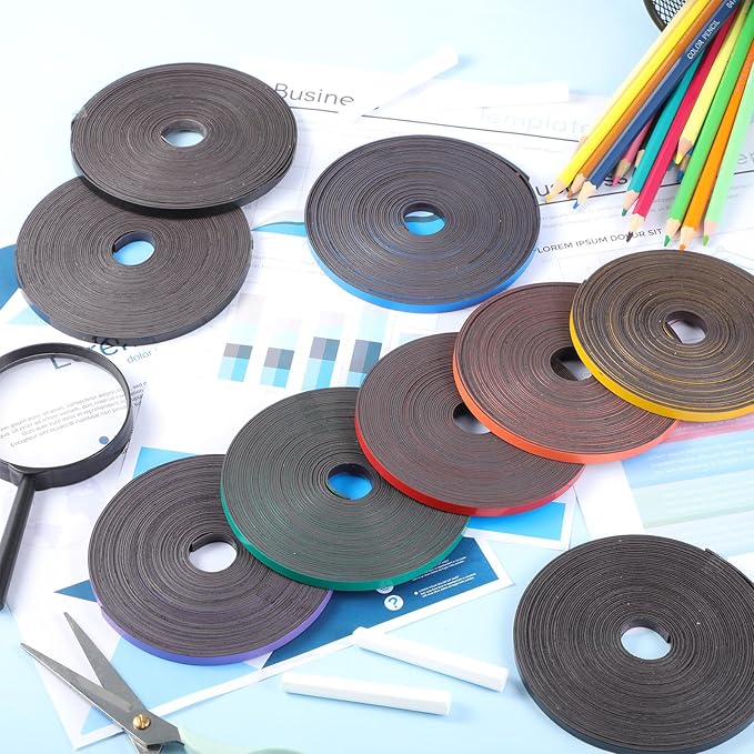 Magnetic Tape Roll Thin Strips, 0.39 Inch x 66 Feet Magnetic Board Dividers Whiteboard Graphic Decorative Tape Marking Line for Classroom Office Art Accessories(Yellow)