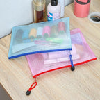 AUSTARK 10 Pcs Zipper File Bags, Waterproof Plastic Mesh Pouch for Office School, Board Game Storage Bags (A5 Size 9.2''x6.7'', Multicolored)
