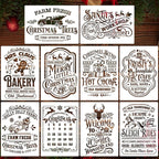 Christmas Stencils for Crafts Reusable A4 Christmas Stencil Holiday Stencils for Painting on Wood Fabrics Porch Hanger Decor