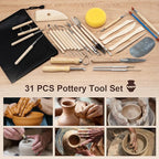 Amrules Clay Tools Kit, 31 PCS Pottery Tools, Practical Polymer Clay Sculpting Tools Kit, Air Dry Clay Tools Set for Beginner, Adults, Pottery Craft, Carving, Drawing, Molding, Modeling, Shaping