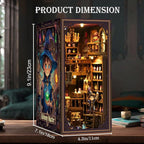 Book Nook Kit for Adults, DIY Miniature House Kit 3D Printed Booknook Wooden Puzzle Dollhouse Bookshelf Insert Decor DIY Craft Gift Model Build with LED Light for Book Lovers - Alchemy Master