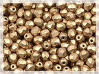 100pcs Faceted Fire Polished Pressed Czech Glass Beads 4mm (0.16in), Aztec Pale Gold - 01710