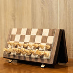 A&A 15" Magnetic Wooden Chess Set, Handmade 3" King Height Knight Staunton Chess Pieces with 2 Extra Queen, Folding Portable Travel Game Set