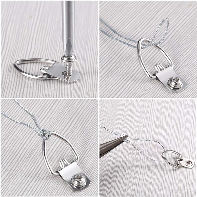 Picture Hanging Kit, Listenman D Ring Picture Hangers with Screws, Picture Hanging Wire(100 Feet) and Aluminum Sleeves, Supports up to 30 lb, Included Screwdriver