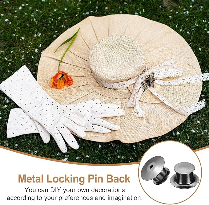 uxcell 30Pcs Metal Locking Pin Backs, Pin Keepers Locking Clasp Flat Head Clamp Needle Back Lock for DIY Brooch Crafts Badges Enamel Lapel, Metallic Black