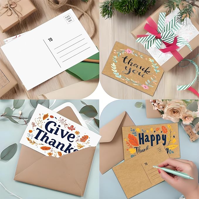 Kraft 4x6 Blank Postcards for Mailing, Brown Cardstock Paper, Thick Cardstock, Ideal for Greeting Cards, Thank You, Invitations & DIY Projects