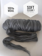 Multi Colored Natural Wool roving 1 lb. Best Wool for Needle Felting, Wet Felting, handcrafts and Spinning. (Midnight black1lb)