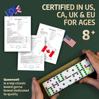 Queensell Dominos Set for Adults with Colored Dots - Double 6 Dominoes Set is a Classic Board Games for Kids and Adults - Double Six Standard Dominos Set 28 Tiles