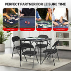 PEXMOR 35" Foldable Mahjong Table, 4 Player Card Game Table w/Cup Holders & Chip Grooves, Portable Folding Poker Domino Board Game Table for Blackjack, Texas Hold'em, Jigsaw Puzzles Game (Blue, 35")
