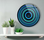 My Photostation.com 39,4''(100cm) Diameter Blue and Green Round Glass Wall Art Tempered Glass Printing Wall Decor Large Wall Art Wall Hangings