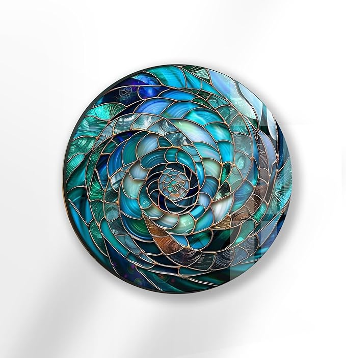 My Photostation.com 20''(50cm) Diameter Ocean Vortex Spiral Round Glass Wall Art Tempered Glass Printing Wall Decor Large Wall Art Wall Hangings