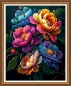 Disnesart Cross Stitch Stamped Full Embroidery Kits DIY 11CT Cotton Thread Printed DIY Needlepoint Kits Craft Needlework Set Cross-Stitch Stamped Sets-Magical Flowers 16x20 inch