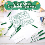 18 Pcs Line Washable Markers Bulk Green Fine Tip Markers Set Coloring Thin Tip Drawing Washable Pen for Kids Art School Classroom Back to School Gender Reveal Party Supplies, Ages 6+