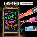 WUO window Chalk Markers,8 Colors Car Markers,15mm 3-in-1 Jumbo Wide Nib, Dust-Free & Non-Toxic - Erasable Blackboards Marker for Rock Painting, Poster, Stone, Ceramic, Glass