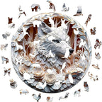 Wooden Puzzles Adults, 3D Wolf Wooden Puzzles 100 Pieces, Unique Animal Shaped Wood Challenging Jigsaw Puzzles Gifts for Adults, 8.5x8.5in