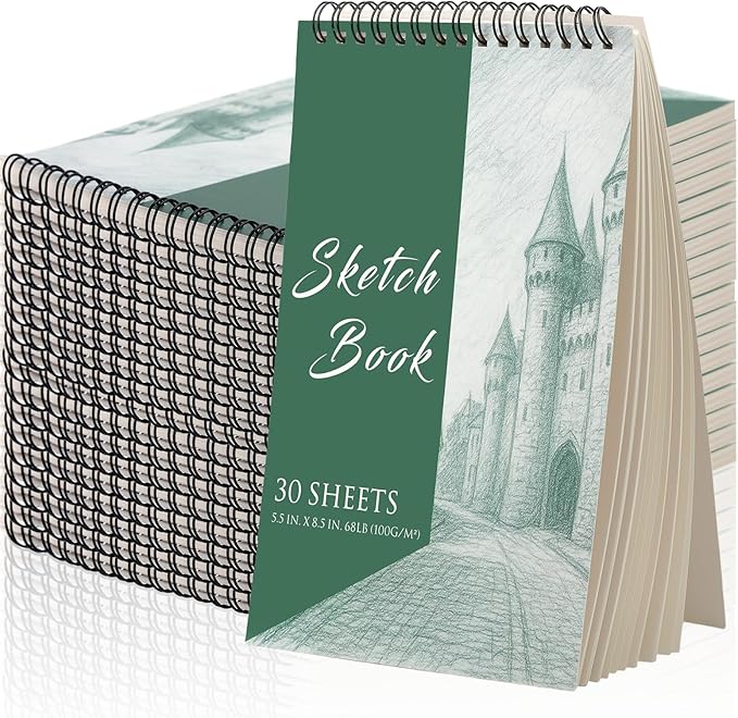 DINGIXOC 20 Pack Small Sketchbooks, 5.5" x 8.5" Mini Sketch Pad, Top Spiral Bound, 68lb/100gsm, Art Sketch Pads for Drawing & Painting(30 Sheets Each)