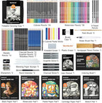 Shuttle Art 124 PCS Drawing Kit, Professional Drawing Supplies with Sketch, Charcoal, Colored, Graphite, Pastel Pencils & Sticks, Complete Drawing Tools and Paper Pads in Zipper Case for Artists&Kids