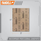 Fandeli | Waterproof Sandpaper | 2000 Grit | 25 Sheets 9'' x 11'' | For Car Polishing, Wooden Furniture Sanding and Metal Sanding | Water Resistant