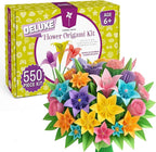 Pinwheel Crafts Origami Papers Kit - Multicolor Flower Origami Kit for Kids,Teens and Adults Ages 6 7 8 9 10 11 12+, Arts and Paper Crafts for Kids 550 Pcs - Fun Foldable Gift