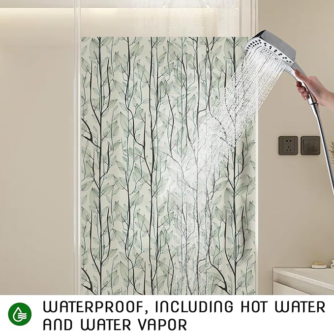 DKTIE Window Film Privacy with Installation Tools, Decorative Stained Glass Window Clings for Home, Static Cling Window Sticker for Front Door, Bathroom, Glass Door (Dark Green, 35.4'' x 78.7'')