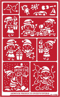 Over'N'Over Reusable Glass Etching Stencils – Durable Self-Stick Designs for Glass, Mirrors, and Ceramics with Armour Etch Cream – 5” x 8” Stencil Sheet - Elves