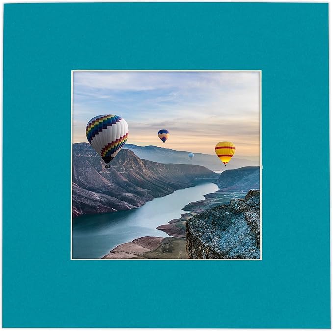 5x7 Mat for 8.5x11 Frame - Precut Mat Board Acid-Free Teal Blue 5x7 Photo Matte Made to Fit a 8.5x11 Picture Frame, Premium Matboard for Family Photos, Show Kits, Art, Picture Framing, Pack of 10 Mats