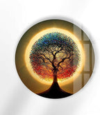My Photostation.com 10''(25cm) Diameter Life of Tree Round Glass Wall Art Tempered Glass Printing Wall Decor Large Wall Art Wall Hangings
