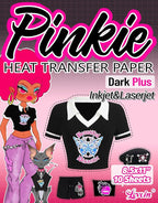 Lovein-Pinkie Heat Transfer Paper for Laser & Inkjet Printer (10 Sheets 8.5x11", Dark Plus) Printable Iron on Transfer Paper for Dark Fabric, Printable Heat Transfer Vinyl for T Shirts