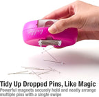 Beaditive Magnetic Pin Cushion with Drawer - Strong Magnet Pin Holder Cushions for Sewing - 50 Glass Head Quilting Pins Included - Chic Pincushion Caddy for Sewing Pins, Paper Clips, Screws – Fuchsia