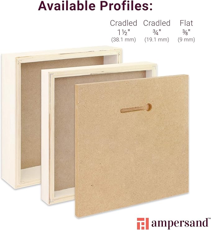 Ampersand Art Supply Wood Gesso Art Painting Panel: Canvas Texture, 1.5 Inch Cradle, 12" x 16"