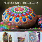 MoonGarden Mandala Rock Painting Kit - Mandala Dotting Tools Kit - Large Wooden Rocks for Painting, Stencils, Acrylic Paints, Dotting Tools for Rocks - Dot Art Kit for Adults & Kids