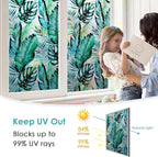 DKTIE Nature Pattern Rainbow Window Film Decorative Stained Glass Window Film Static Cling Films Easy Apply Removable Comes with Tools (U560-rainbow, 35.4" x 78.7")