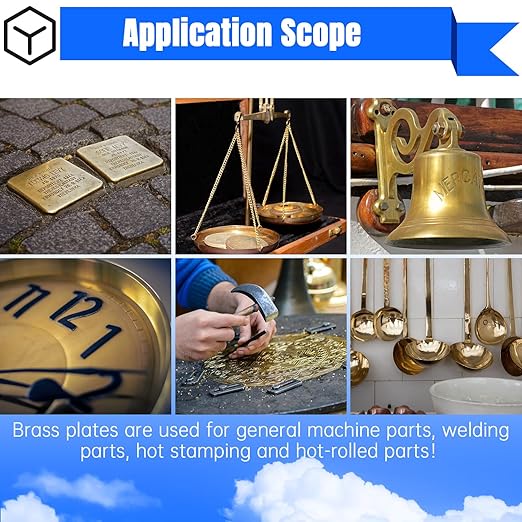 Brass Sheet,4" x 6"-18 Gauge(1mm) Thickness,99.9% Pure Brass Plates for DIY, Jewelry, Electrical, Repair, Industrial(2 Pac）