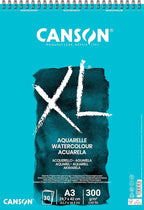 Canson XL Watercolour 300gsm A3 Paper, Cold Pressed, Spiral Pad Short Side, 30 White Sheets, Ideal for Professional Artists