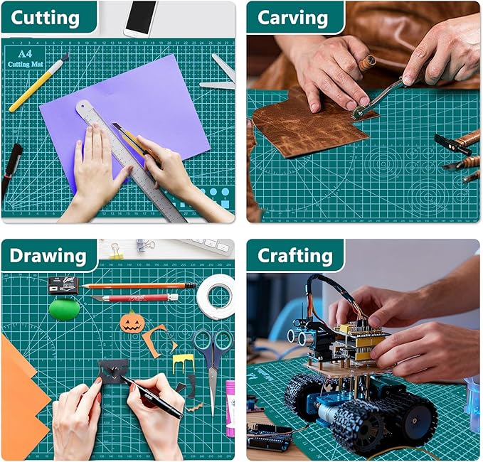 Cutting Mat 8in6in Self Healing Cutting Mat Size Double Sided 5-Ply Rotary Sewing mat for Crafts Fabric Quilting Hobby Art Clay Precision Scrapbooking Project, A5, Green 2PCS