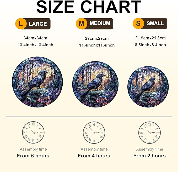 Wooden Puzzles for Adults, Wooden Jigsaw Puzzles, Exquisite Raven Puzzle, Gifts for Family or Friends for Any Holiday.（8.5 * 8.5 in 100pcs）