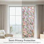 NINETREX Window Privacy Film,3D Stained Glass Window Film,Rainbow Static Cling Stickers Blocks Heat & UV,Non-Adhesive Vinyl for Home Door (Peach Blossom,17.5 x 157.4inch)