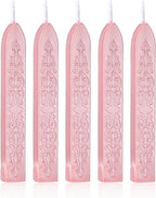 Yoption 5 Pcs Rose Gold Sealing Wax Sticks with Wicks for Wax Seal Stamp, Wedding Invitations, Gift Wrapping, Christmas