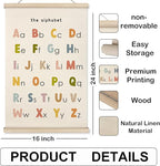 HRQKO Boho Alphabet Numbers Poster Hanger Frame Set of 2, Classroom Wall Decor, Abc Poster Wall Art with Wooden Frames, Alphabet Banner Wall Hanging Decor for Toddler Playroom Nursery, 16x24 inch