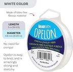The Beadsmith Opelon Stretch Cord – Elastic Beading Fiber, White, 0.8 mm Diameter, 5 Meters (16.4 ft) Spool